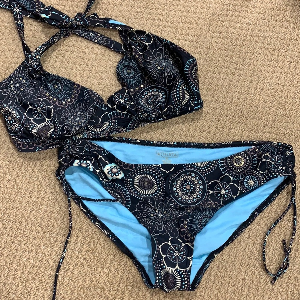 Athlete Black/Blue/Gold underwire bathing suit